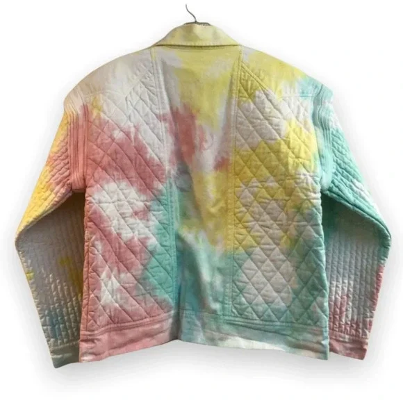 NEW LoveShackFancy Adelade Quilted Denim Colorful Pastel Preppy Jean Jacket S